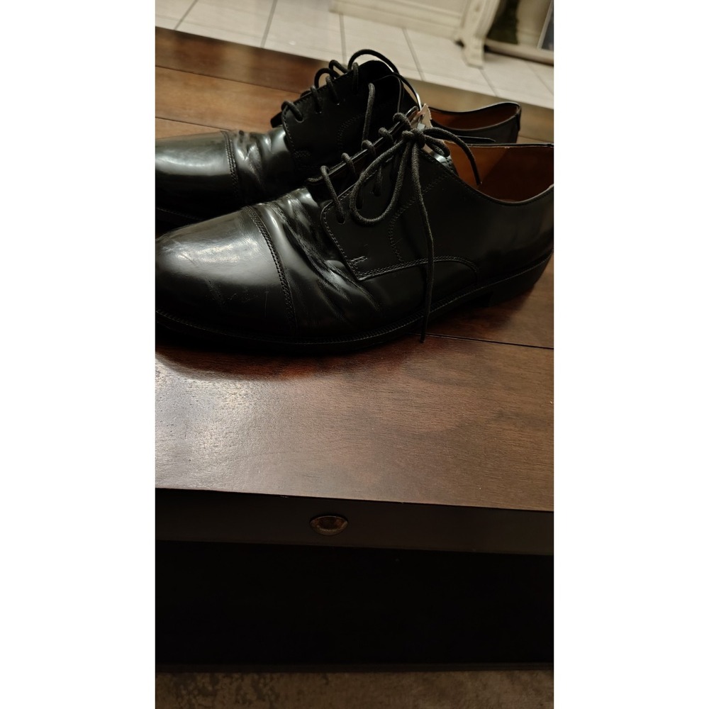 Cole Haan Mens Air Carter Derby Dress Shoes Black Leather Cap Toe Lace Up 9.5M